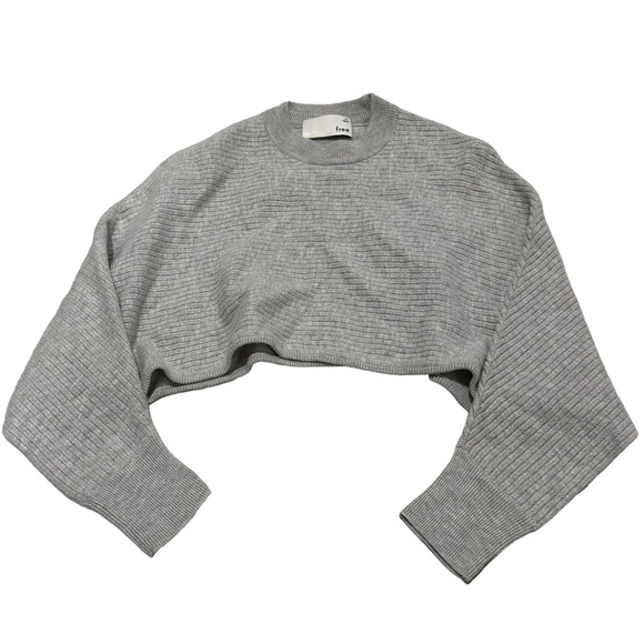 Aritzia Sweaters - Aritzia Wilfred Free XS crop sweater long sleeve grey wool linen neutral cozy